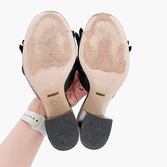Gucci GG Fringe Sandals EU 36.5 US 6.5 Black Marmont Mules Block Heel Slide Logo - Picture 11 of 12